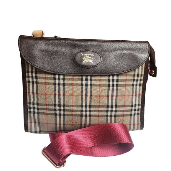 Authentic BURBERRY'S vintage nova check clutch converted to crossbody bag - Picture 1 of 9